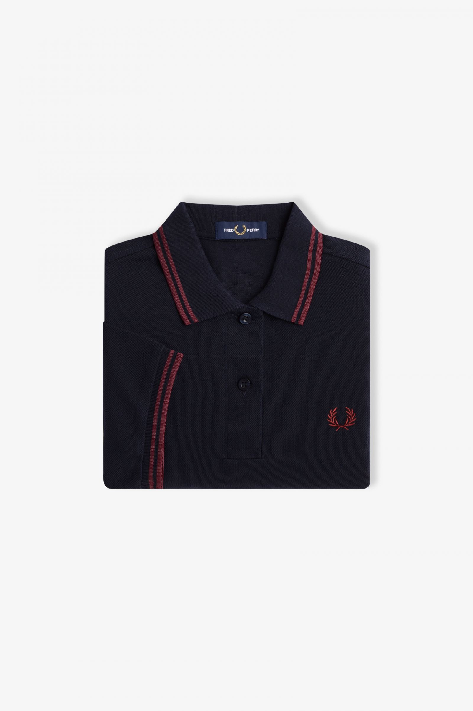G3600 - Navy / Oxblood / Oxblood | The Fred Perry Shirt | Women's Short ...