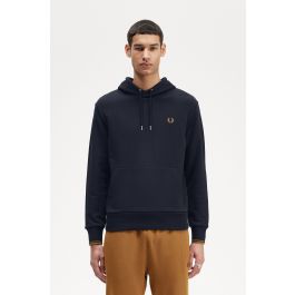Tipped Hooded Sweatshirt - Navy / Dark Caramel | Men's Sweatshirts ...