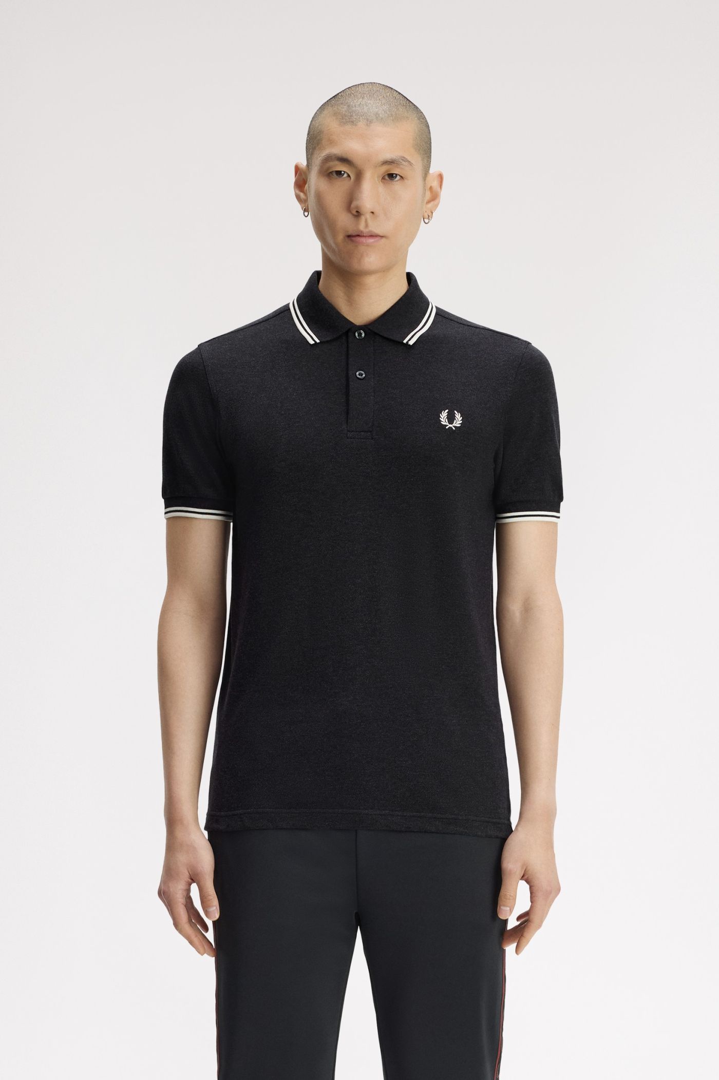 M3600 - Charcoal Marl / Ecru / Ecru | The Fred Perry Shirt | Men's