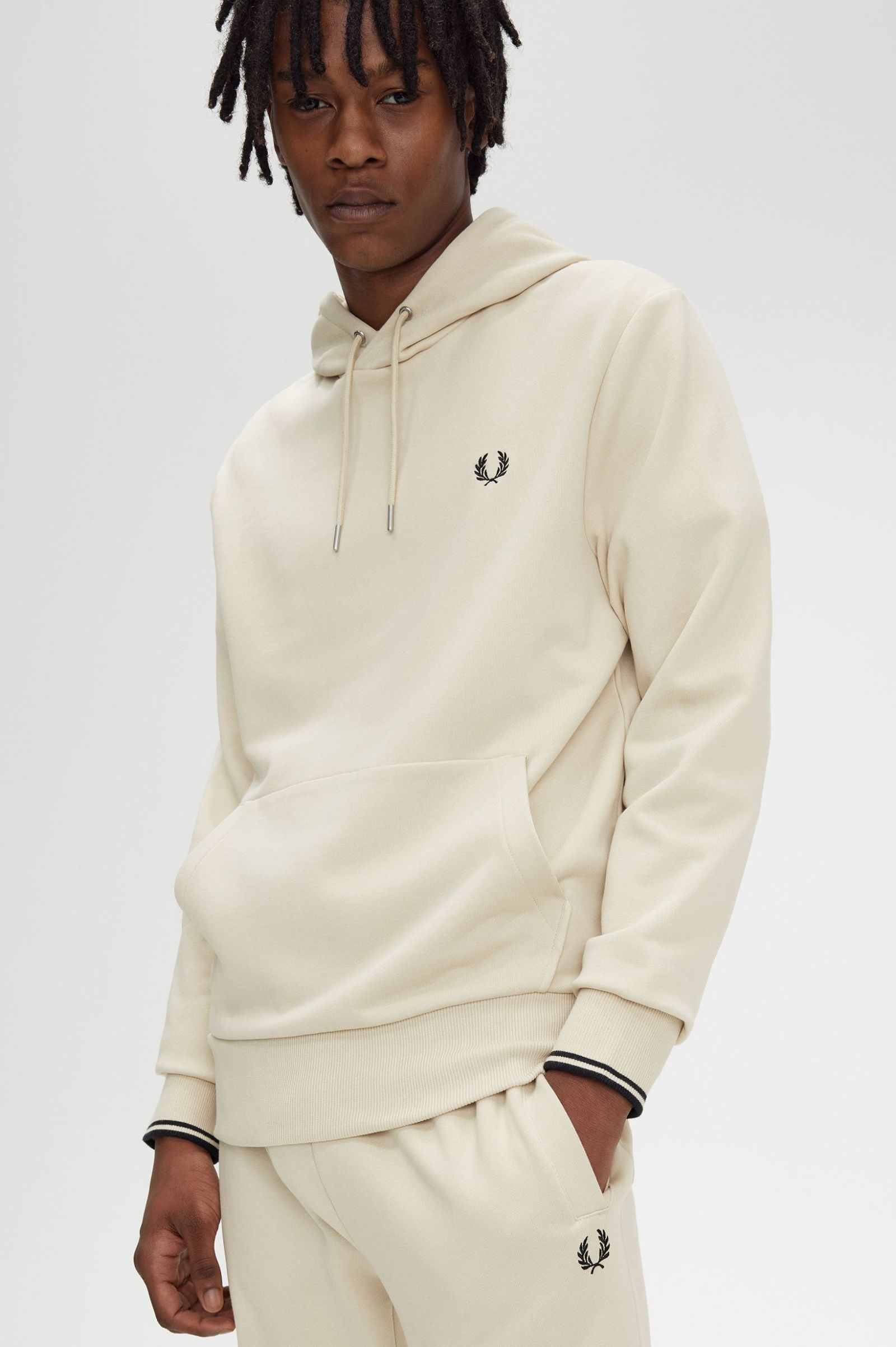Kapuzensweatshirt mit Streifen - Hellbeige / Schwarz | Sweatshirts 