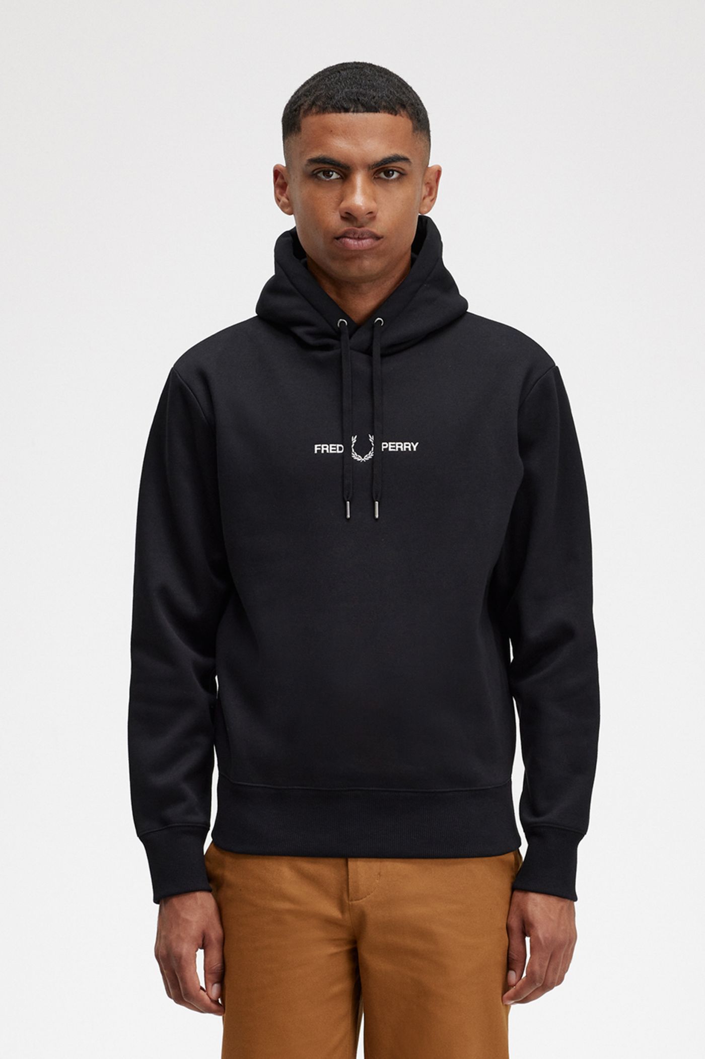 Embroidered Hooded Sweatshirt - Black | Men\'s Sweatshirts |Sports Inspired  Hoodies & Sweatshirts | Fred Perry US