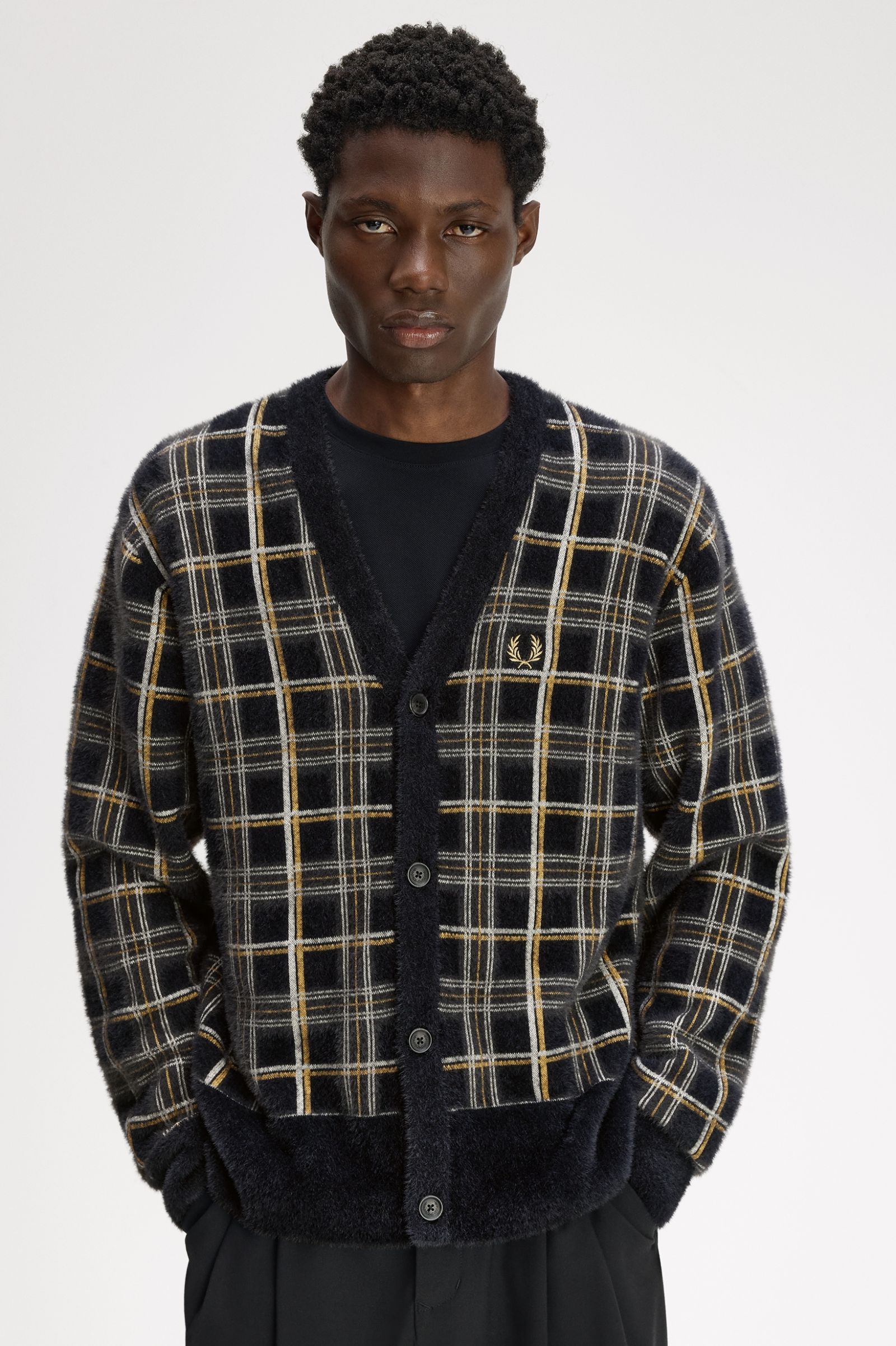 Tartan Cardigan - Black | Men's Knitwear | Jumpers, Cardigans