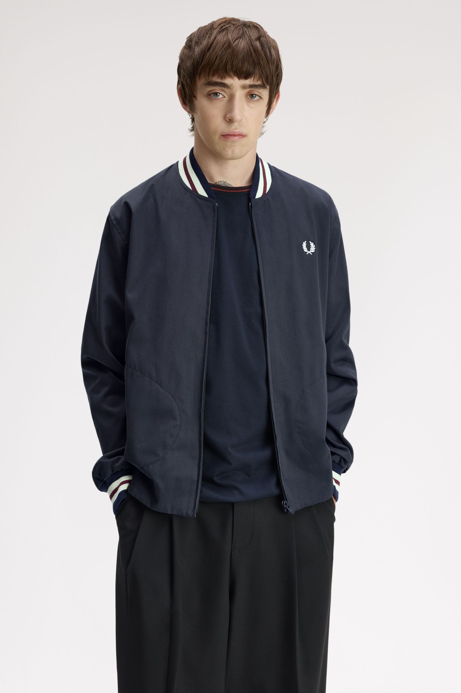 Twill Tennis Bomber Jacket - Navy | Made In England | Men's